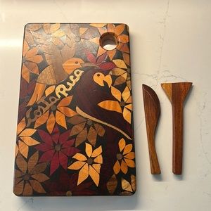 Costa Rica Hand Carved Cutting Board and Utensils